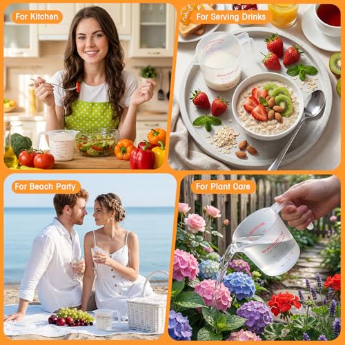 36 Pcs Plastic Measuring Cup Clear Measuring Mug with Spout and Handle Grip Capacity Clear Graduated Pitcher for Kitchen Flour Water Liquids (Red,8 Oz, 1 Cup) - color: Red, size: 8 oz, 1 Cup