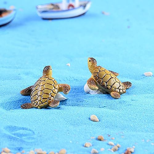 10 Pcs Resin Beach Sea Turtle Miniature Figurine, Fish Tank Decoration Fairy Garden Dollhouse Landscape Decor Ornament