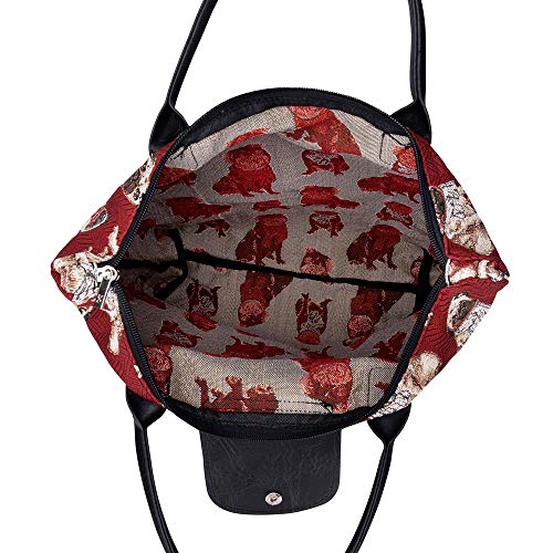 Signare Tapestry Foldable Tote Bag Reusable Shopping Bag Grocery Bag - color: Pug