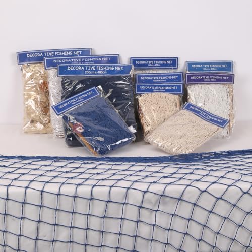 Fish Net Decorations for Party, Natural Cotton Hawaiian Party Large Fishing Net Decorative 78 x 59 Inch, Nautical Themed Cotton Fishnet with 9 Shells for Birthday Wedding Ocean Beach Decor