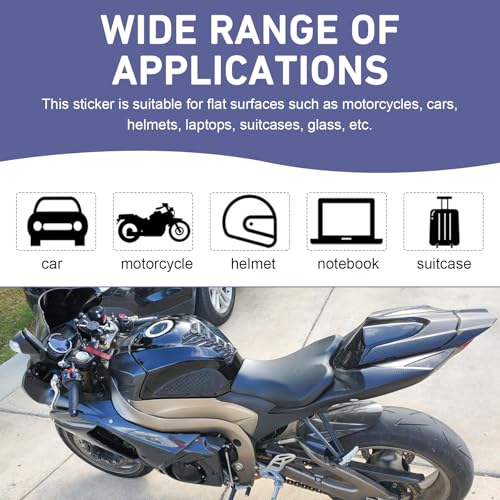 3D Motorcycle Tank Pad, Anti-slip Rubber Fishbone Tank Protector Pad, Self-Adhesive Waterproof Gas Oil Fuel Tank Sticker, Universal Anti-Scratch Protector for Most Motorcycles (Black)