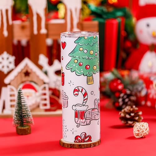 Joyclub Sublimation Tumblers Blanks 20 oz Skinny Straight Tumblers Bulk Stainless Steel Insulated Sublimation Cups with Lids and Straw, Gift Box - color: White 1 Pack