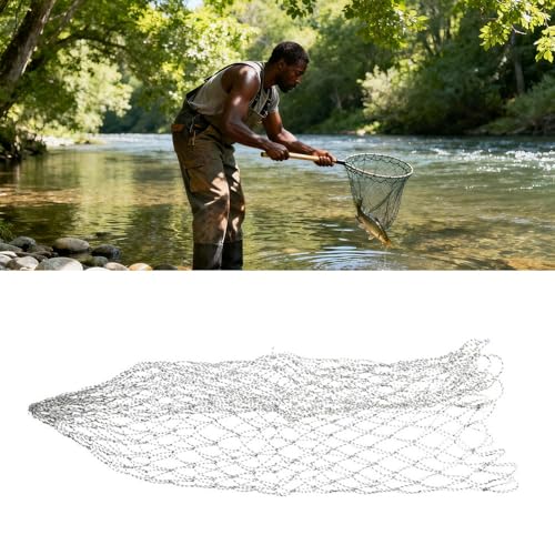 Fishing Landing Net Replacement Nylon Mesh Catch & Release Net for Bass/Trout - size: 40×60cm