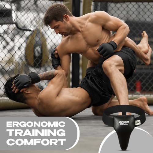 Green Hill Boxing PU Leather Groin Guard with Foam Padding - color: Black, size: X-Large