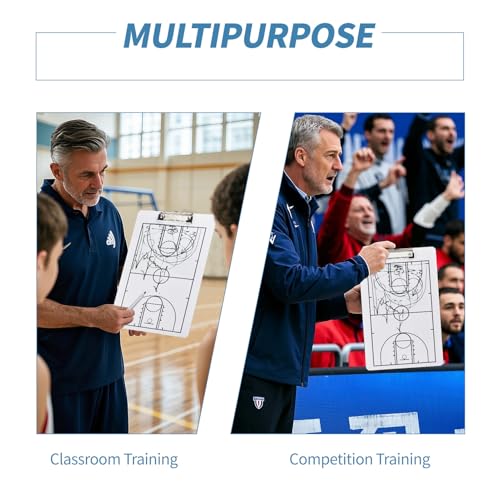 Eco Friendly PVC Multi Sport Coaching Clipboard Reusable Tactical Board for Basketball,Soccer,Volleyball,Handball and Futsal Portable Training Essential for Coaches - style: Basketball Board