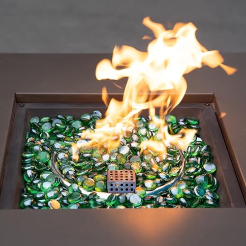 OnlyFire Fire Pit Glass Rocks 10 lbs, High Luster Fire Glass Beads 1/2 Inch, Tempered Glass Marbles for Propane/Natural Gas Fire Pit, Fireplace, Multicolor & Blends Available - color: Emerald Green