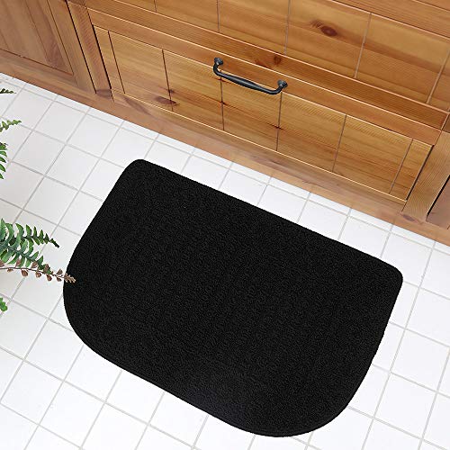 COSY HOMEER 27X18 Inch Anti Fatigue Kitchen Rug Mats are Made of 100% Polypropylene Half Round Rug Cushion Specialized in Anti Slippery and Machine Washable (Black 1 pc) … - color: Black, size: 1'6" x 2'3" (Semicircular)