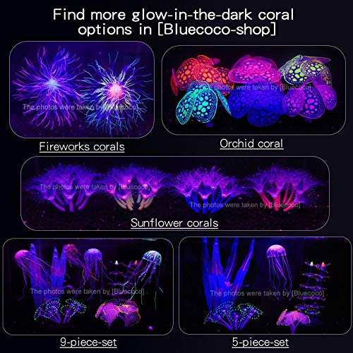 Soft Silica Gel Moves Naturally with Water Flow, Aquarium Decorations Glow in The Dark, Glowing Coral Ornaments for Fish Tank Decorations (Purple, Equinox)