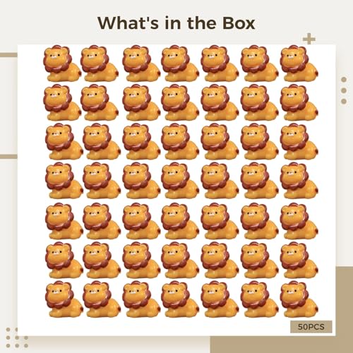 50 Pcs Mini Resin Lion Figurine, Lion Miniature, Small Resin Animals Bulk, Micro Landscape Lion Decor, Garden Decoration Ornaments for Home - style: Lion