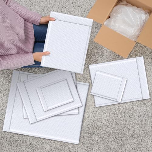 Fuxury Bubble Mailers 14.5x20" 15 Pack White Extra Large Padded Envelopes Usable Size 14.5x19" Self Seal Bubble Envelopes Padded Mailers Shipping Bags for Mailing book Clothes Small Business #7
