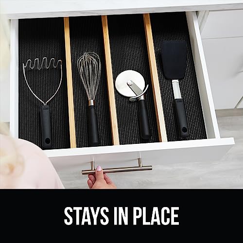 GORILLA GRIP powerGRIP Drawer Shelf and Cabinet Liner, Thick Strong Hold, Non-Adhesive Liners Protect Kitchen Cabinets and Cupboard, Bathroom Drawers, Easy Install, Breathable Mat, 12" x20', Black - color: Black, style: 12" x 20'