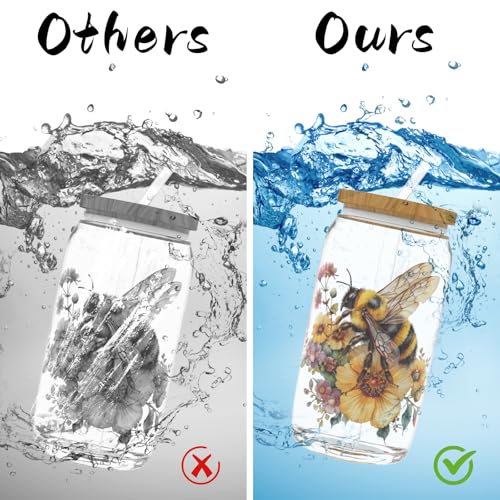 24pcs Bee UV DTF Cup Wrap for Glass Series UV DTF Cup Wraps for 16OZ Glass, Decorative Cups, Bottles, etc., Crafts, DIY Art Supplies Packaging Transfer Paper - style: Bee