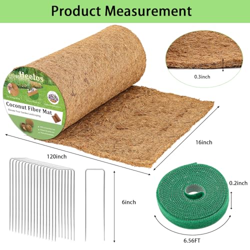 Thick Coco Fiber Liner Roll,120x16inch Natural Coconut Liners for Planter Box Flower Basket, Coco Coir Sheets Coconut Fiber Mat,Garden Decoration, DIY Moss Pole,Animal Pet Pad, Reptile Carpet - size: 120IN x 16IN