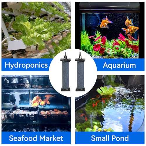 AQUANEAT Aquarium 5 inch Air Stone Cylindrical 2 Pack, Large Airstone, Aerator Bubble Diffuser, Air Pump Accessories for Aquariums, Hydroponic, Ponds and Fish Tanks - size: 5 inch