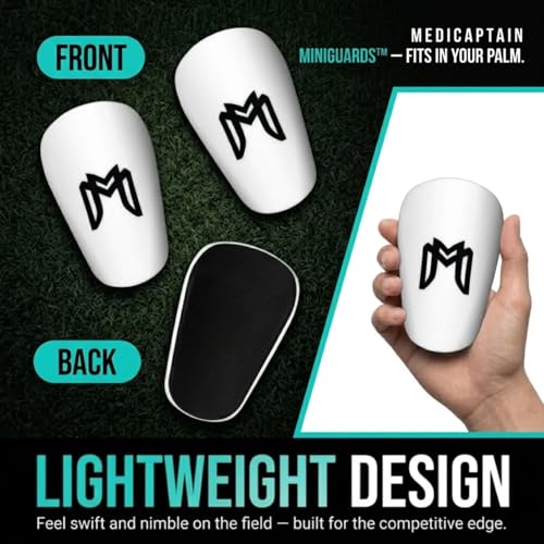 MediCaptain MiniGuards - Mini Shin Guards for Soccer Players - Tiny Shin Pads for Men, Women, Teens - Miniature Shin Guards 3.9 x 2.4 inch - Perfect for High Level Soccer Athletes - color: White