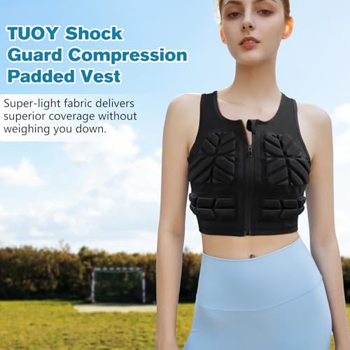 Women Padded Compression Vest, Impact Vest for Women, Chest Breast Rib Protection Vest for Sports, Karate, Football, Basketball - size: Small, style: Impact Padded Zipper Vest