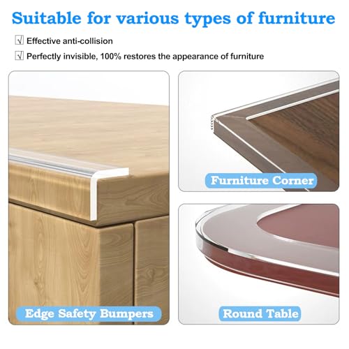 Clear Edge Protector Strip Sharp Edge Wrap Cover Tape,1.18 in x 13.12 FT,Self Adhesive Protective Bumper Guards for Cabinet Door Desk Glass Table Bed Furniture,Kitchen Countertop,Waterproof - size: 1.18in x 13.12FT