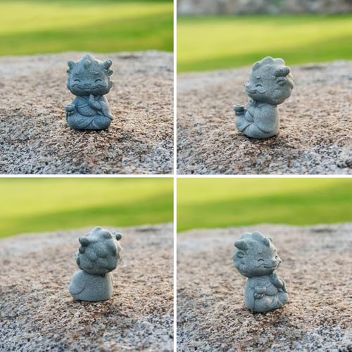 Aquarium Dragon Statue Meditation Dragon Figurines Zen Yoga Collectible Sculpture for Fish Tank Flower Pot Aquarium Decor (A)