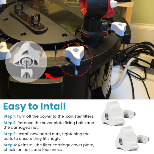ETZ 2 Kit Canister Filter Lid Fastener Compatible with Fluval FX4/FX5/FX6 Filter, Lid Fastener Locking Nut Replacement Parts A20215, for Aquarium Filter Lid Locking, Secure Fit