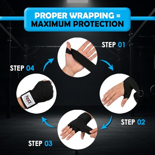 Mexican Hand Wrap Elastic Cotton Blend Boxing Wrap with Hook & Loop Closure for MMA, Muay Thai, Kickboxing & Training - color: Black, size: 10 Pairs