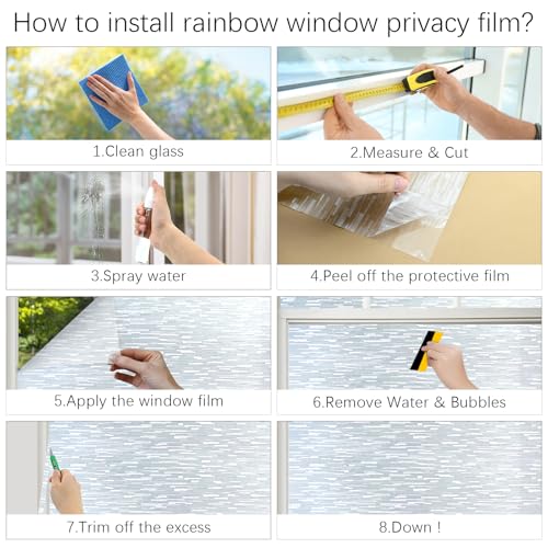 Window Privacy Film, Frosted Glass Window Film with Non-Adhesive UV Blocking Clings Removable Window Stickers Decorative Frosting Vinyl Film for Home Office 23.6 x 157.4 Inches - size: 23.6 x 157.4