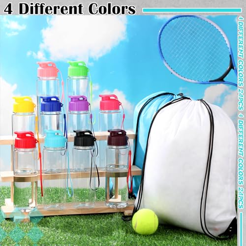 20 Sets 17oz Water Bottles Bulk and Drawstring Backpacks, Lovely - color: pink, green, blue, yellow