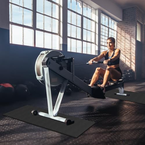 2PCS Fitness Equipment Mats and Floor Protector, Non-Slip Mat Rowing, Rowing Machine Bike Mat for Carpet & Hardwood Floors, Exercise Bike Mats (Two Pieces:30 * 12 inch) - size: 2pcs: 30 * 12 inch