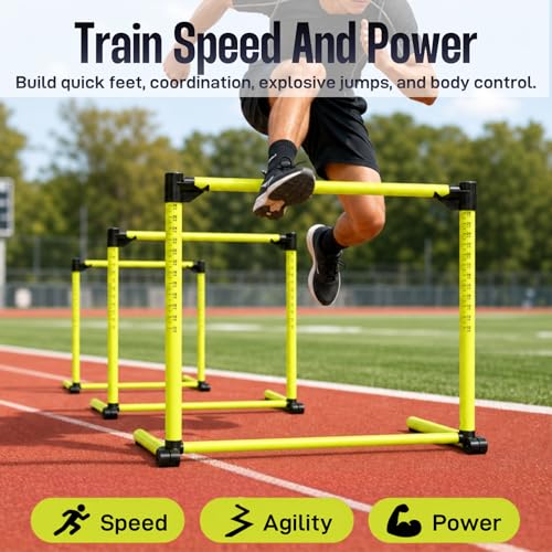 3 Pack Adjustable Height Hurdles Training Equipment, Detachable
