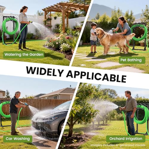 Garden Hose Holder, Detachable Metal Water Hose Holder Stand, Heavy Duty Freestanding Garden Hose Reel Rack and Hose Storage Organizer for Outside Yard - color: Black-