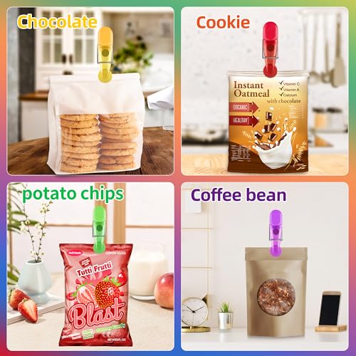 12 Pack Chip Bag Clips, Foods Snacks Bag Clamps Sealing Bar, Refrigerator Magnet Clips for Kitchen Use