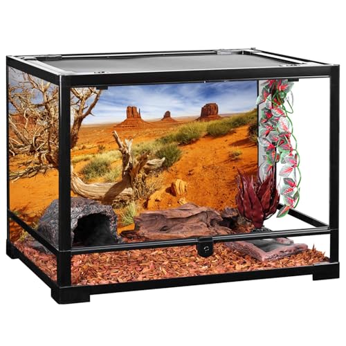 AWERT 48x24 inches Reptile Habitat Background Orange Desert Terrarium Background Durable Polyester Background - size: 48x24in/120x60cm