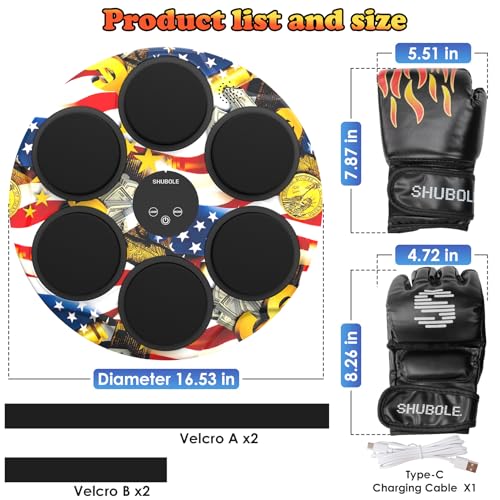 Music Boxing Machine for Kids & Adults - Wall Punching Pad with Lighting, 9-Speed Bluetooth Boxing Game with Gloves, Wall Mounted Exercise Equipment, 2026 Upgrade Boxing Equipment for Kids Age 6+ - color: US