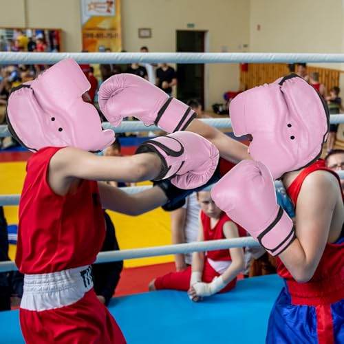 Arrowbash Kids Boxing Gloves and Headgear Set 6oz - color: Pink, style: Peach