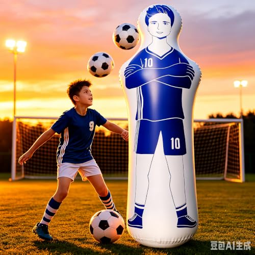 ZHUYNXIR Inflatable Soccer Dummy, Soccer Training Equipment, Inflatable Dummy Goalkeepr Air Mannequin Free Kick Wall Goalkeeper Defender Training for Children Adults - color: 160 dummy-blue