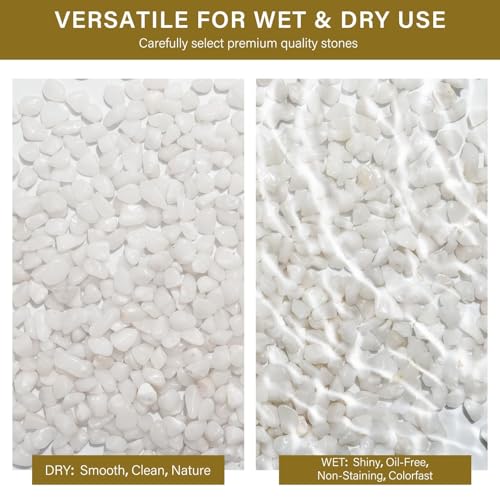 3 lbs Pebbles for Indoor Plants, 3/8 Inch Pea Gravel for Fish Tank, Polished Decorative Rocks for Succulent, Natural River Stones for Vases, Cactus, Landscaping, Bird Bath, Aquarium, White