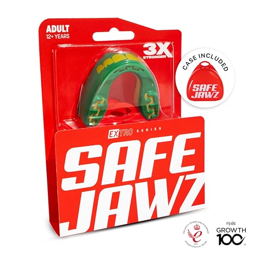 SAFEJAWZ Ogre Mouth Guard, Youth Dual Layer Mouthguard with Case - color: Ogre, size: Junior (<11)