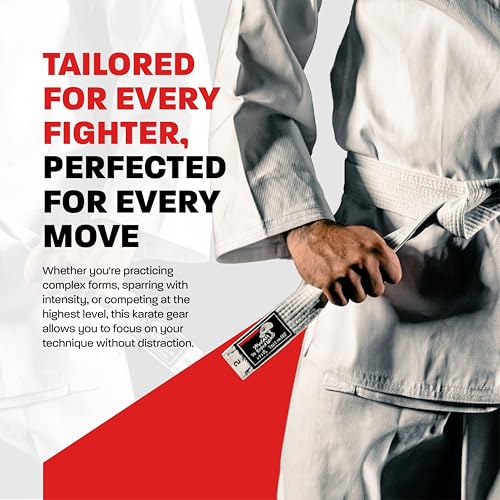 Karate Uniform for Kids & Adults Lightweight Student Karate Gi Martial Arts Uniform with Belt - size: 1 (4'6'' / 90lbs)