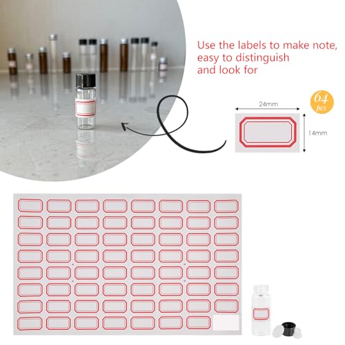 4ml Clear Glass Vials with Screw Caps and Plastic Stoppers, 1 Dram Small Liquid Sample Vial, Leak-Proof Vial, 12PCS