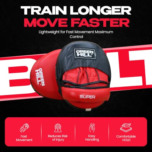 Green Hill Curved Boxing Focus Mitts for MMA, Muay Thai & Boxing - color: 5014 RED/BLACK