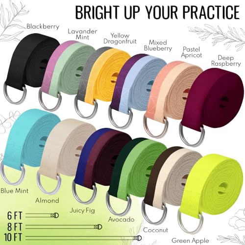 TECEUM 2 IN 1 Yoga & Mat Strap for Stretching – Cotton – 6/8/10 ft - color: Green Avocado, size: 8 ft