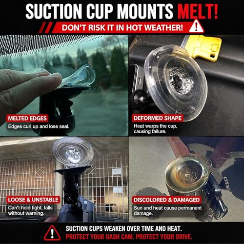 Universal Dash Cam Mount for Rove R2-4K, R2-4K Pro, R2-4K Dual, Redtiger Dash Cam - Suction Cup Replacement – Stable Rearview Mirror Holder Bracket Kit