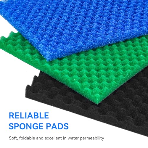 Foam Aquarium Filter Coarse Sump Filter Sponge Cut to Fit Bio Sponge Filters Media Foam Pad Replacement for Aquaneat Sponge Filter Foam for Aquarium Fish Tank Sump Pond 20/30/40 ppi(3 Pack)