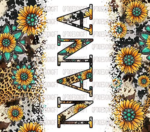 Nana Sunflower Turquoise Gemstone And Leopard - Nana Skinny Tumbler Cowhide Distressed Tumbler - Western Tumbler 20Oz Skinny Tumbler - Nana Gift