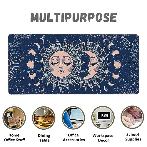 Large Mouse Pad Magic Moon and Sun Extended Gaming Mouse Pad Non-Slip Desk Mat with Stitched Edge Laptop Computer Keyboard Mousepad for Office Home 35.4" x 15.7" - color: Magic Moon and Sun