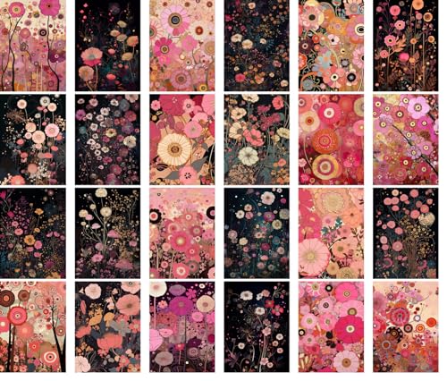 Large Stickers Pack 24 pcs ~ Botanical Fantasia: Whimsical Floral Array - A Stickers Set of Abstract Blossoms and Enchanted Garden Scenes - color: Fourtyone