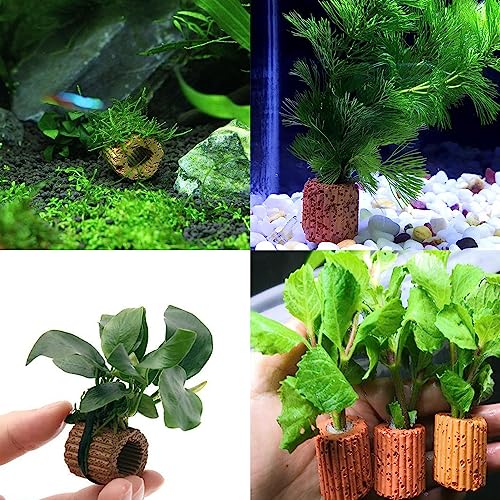 20 Pcs Aquatic Water Plant Fixed Rings, Aquarium Landscape Ceramic Pottery Plant Pot Gravity Ring for Fish Tank Accessories