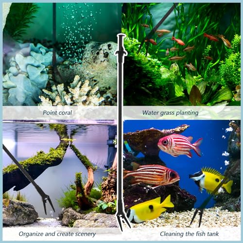 2 Pcs Plastic Aquarium Tongs Long Aquarium Tweezers Multi Purpose Trimming Feeding Aquariums Tools for Fresh Water Saltwater Fish Tanks Coral Plant (27 Inch) - size: 27 Inch