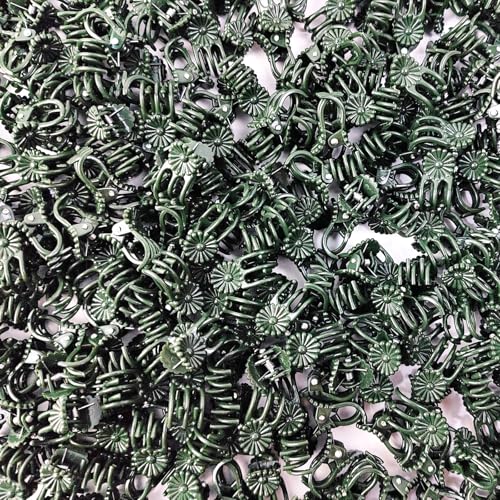 200PCS Plant Clips, Orchid Clips Plant Orchid Support Clips Flower and Vine Clips for Supporting Stems Vines Grow Upright Dark Green