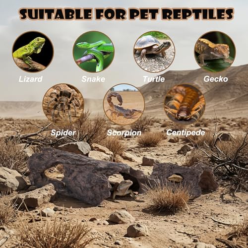 Natural Reptile Hide Basking Platform, Hideout Decor for Aquarium, Fish Tank, Bearded Dragon, Gecko, Shrimp, Betta (Moss Tree Cave, Medium)