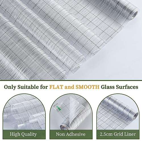 Clear Water Privacy Film, Non-Adhesive Cling, Decorative Sticker, Covering Translucent Glass Film for Window Door Anti-UV 17.3x118 Inches